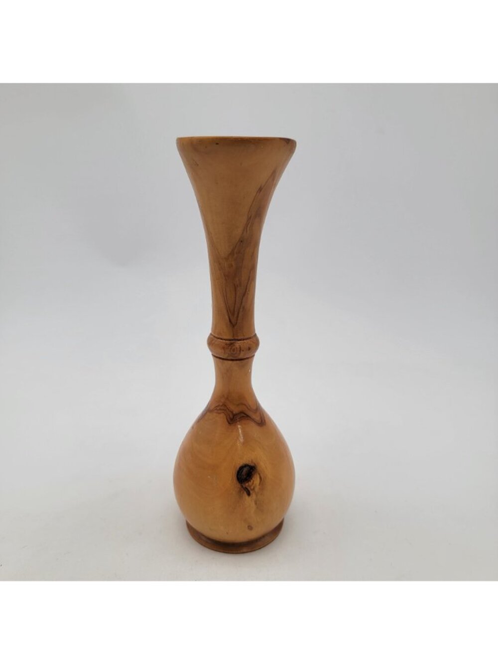 Hand Carved Wooden Bud Vase w/ Natural Wood Grain Design Unique Decorative Piece - Picture 3 of 8
